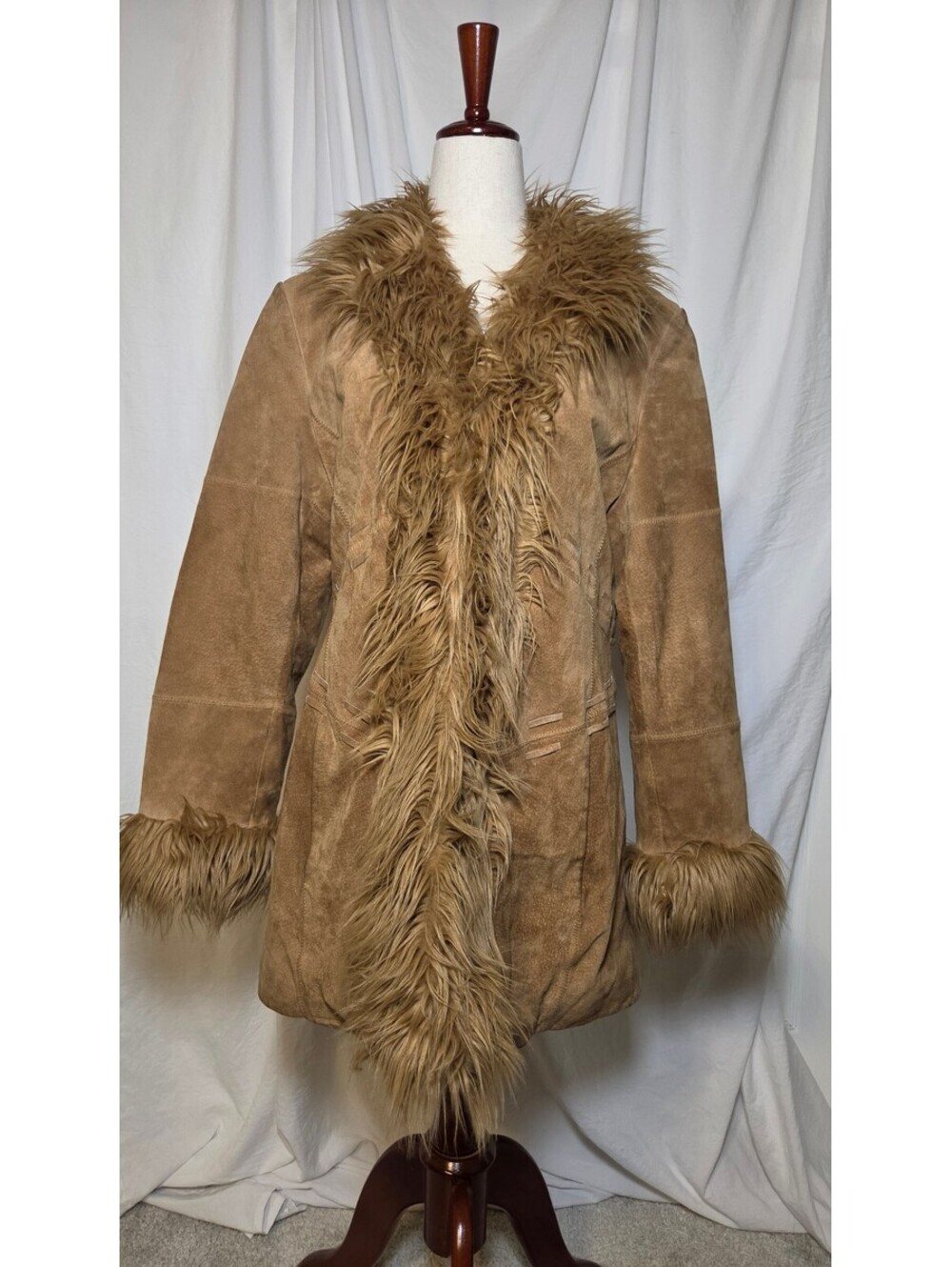 Vintage Mix It Suede Leather Jacket Size large Brown Hook Closure